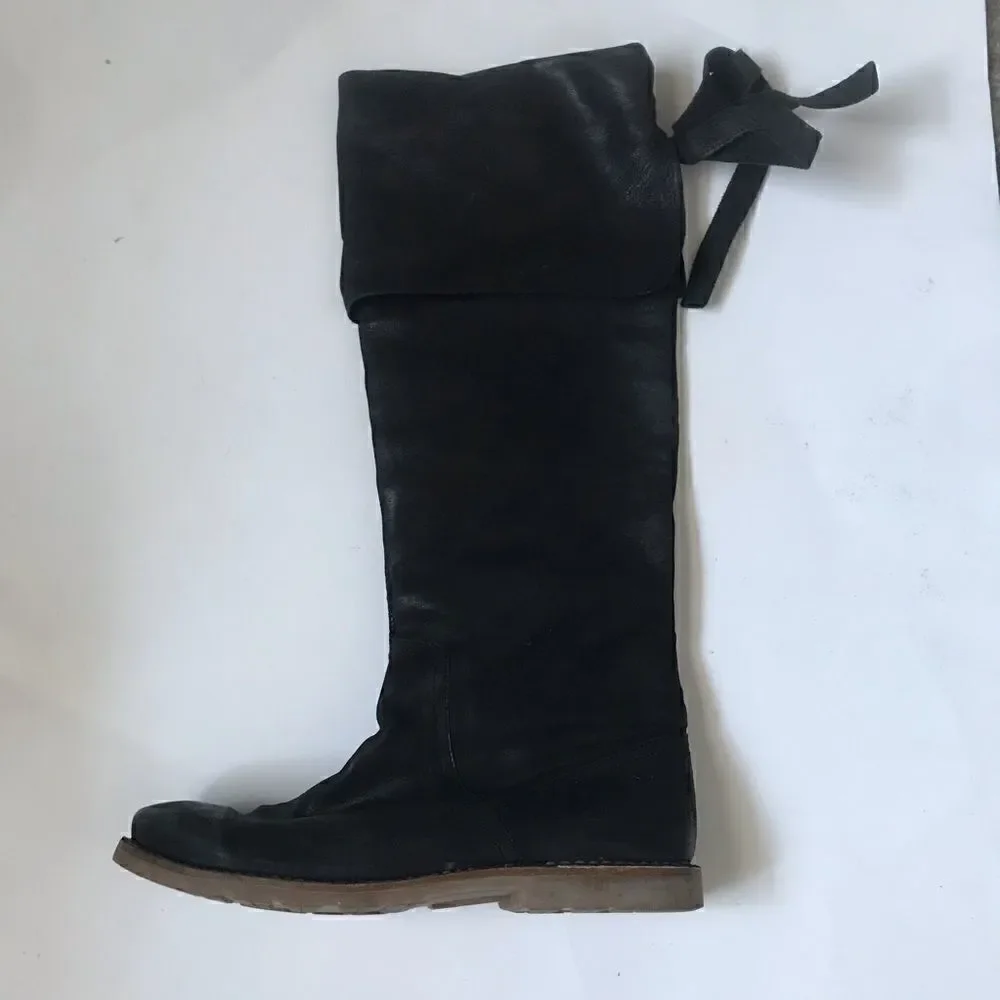 Frye Celia over the knee black leather boots NWOT
